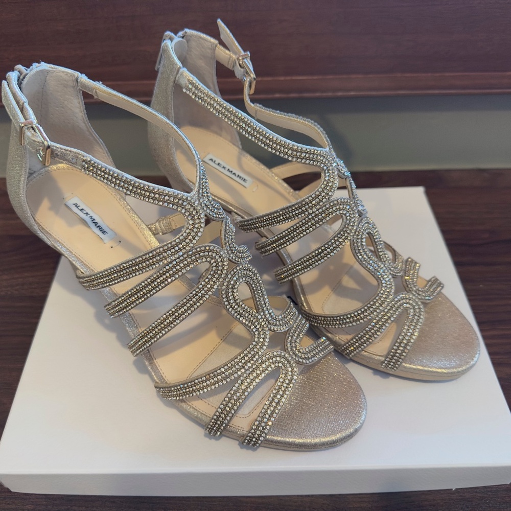 Alex Marie gold rhinestone sandals size 10